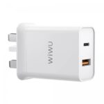 WiWU - 雙 USB 20W 快速充電器（UKPlug）- 支持iphone 8-14快充，30分鐘/50%、 充電Type C + USB A、 支持PD20W、QC3.0、 英國和歐盟插頭的 CE、USB C口輸出：20W