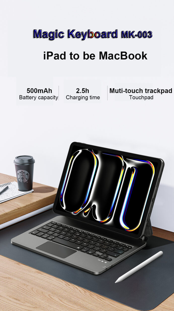 Wiwu Magnetic iPad Keyboard與iPadOS系統絕配，觸控板開闢了與 iPadOS一起工作的新方式。