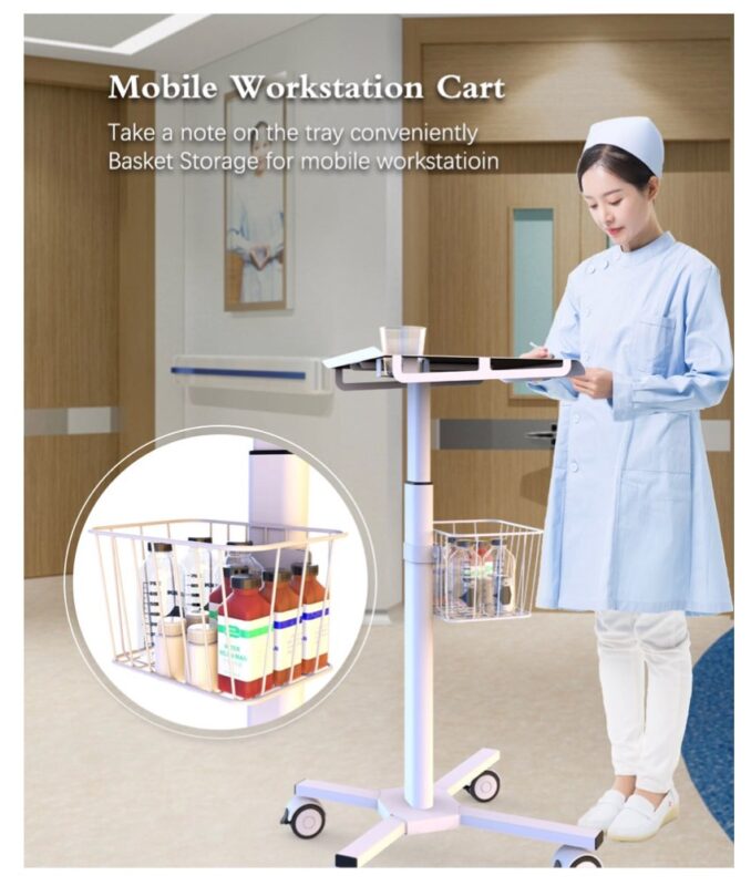 Peacemount MGS系列 醫療用手提電腦/平板移動工作站 - 設有儲物籃，存放物品